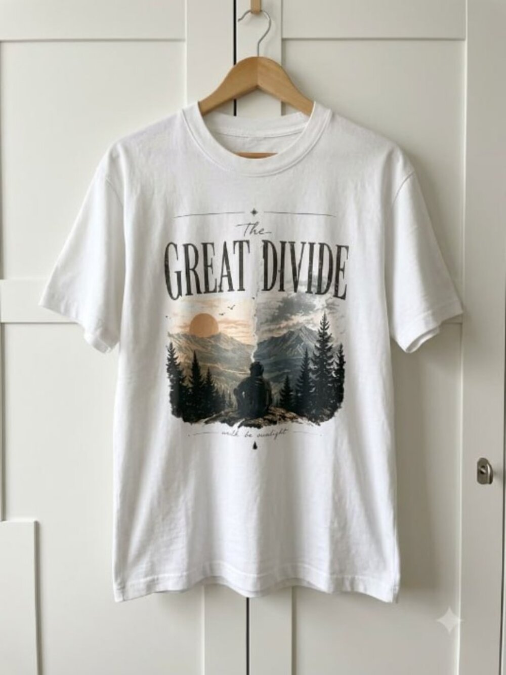 The Great Divide Mountain Sunrise White Indie Folk Graphic T-Shirt